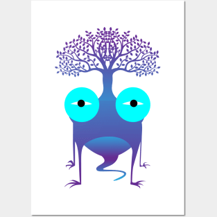 Cute Monster Frog Carrying Tree Posters and Art